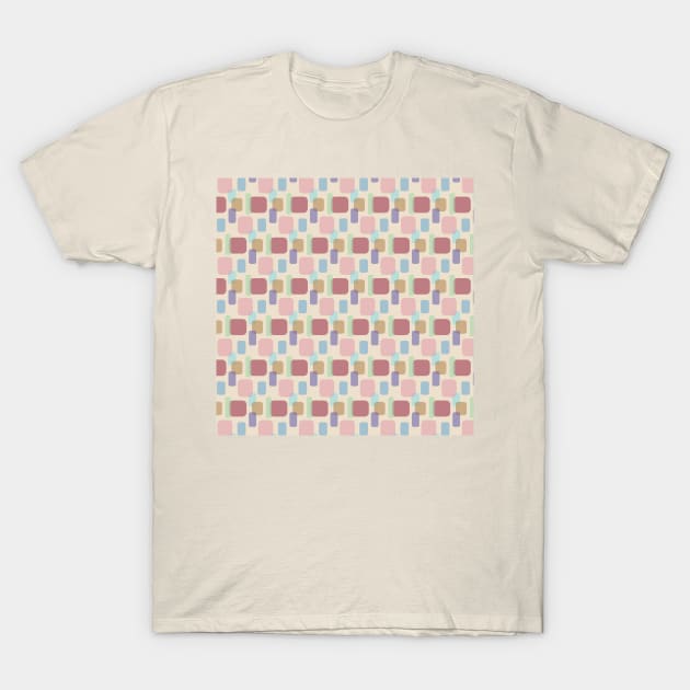 Yellow Abstract Round Squares Pattern T-Shirt by Scrabbly Doodles